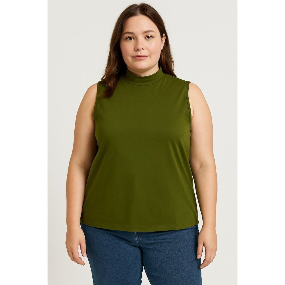 ModCloth Sleeveless High Neck Top Olive Green Women’s 2XL
